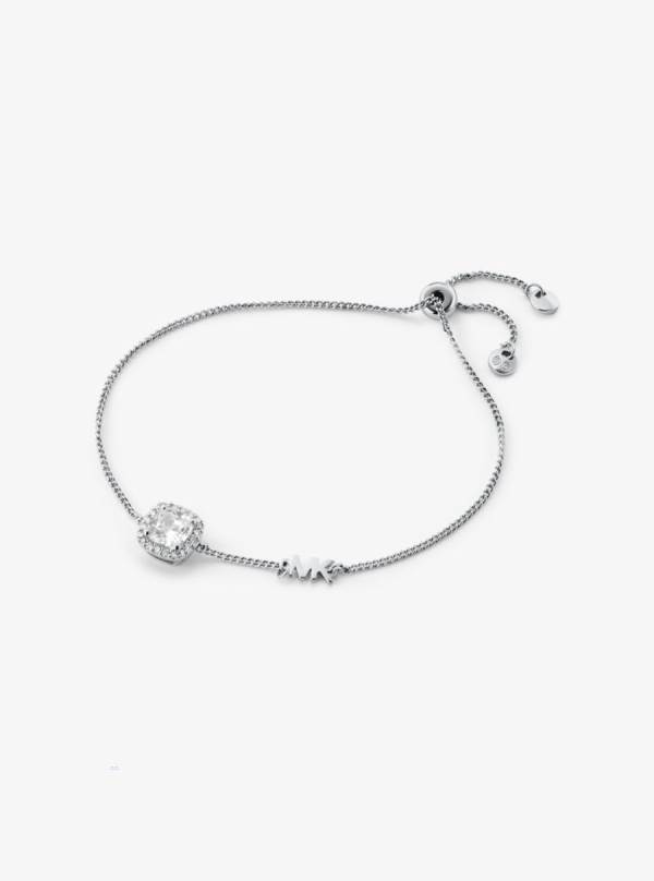 Damske Naramky Michael Kors Sterling Silver Pavé Halo Slider Strieborne - Šperky Michael Kors Nejlevnejsi | ZJFSB-1058